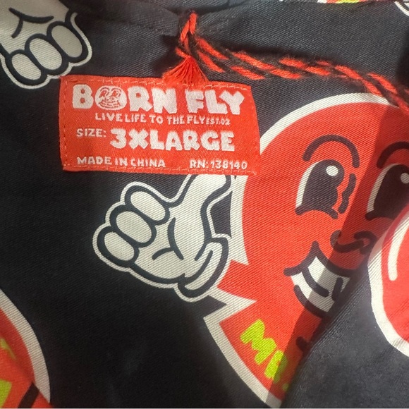 NWT Men’s Born Fly 3XL Casual Button Up Shirt AOP Fun Graphic Hawaiian MSRP $68 - Picture 5 of 6